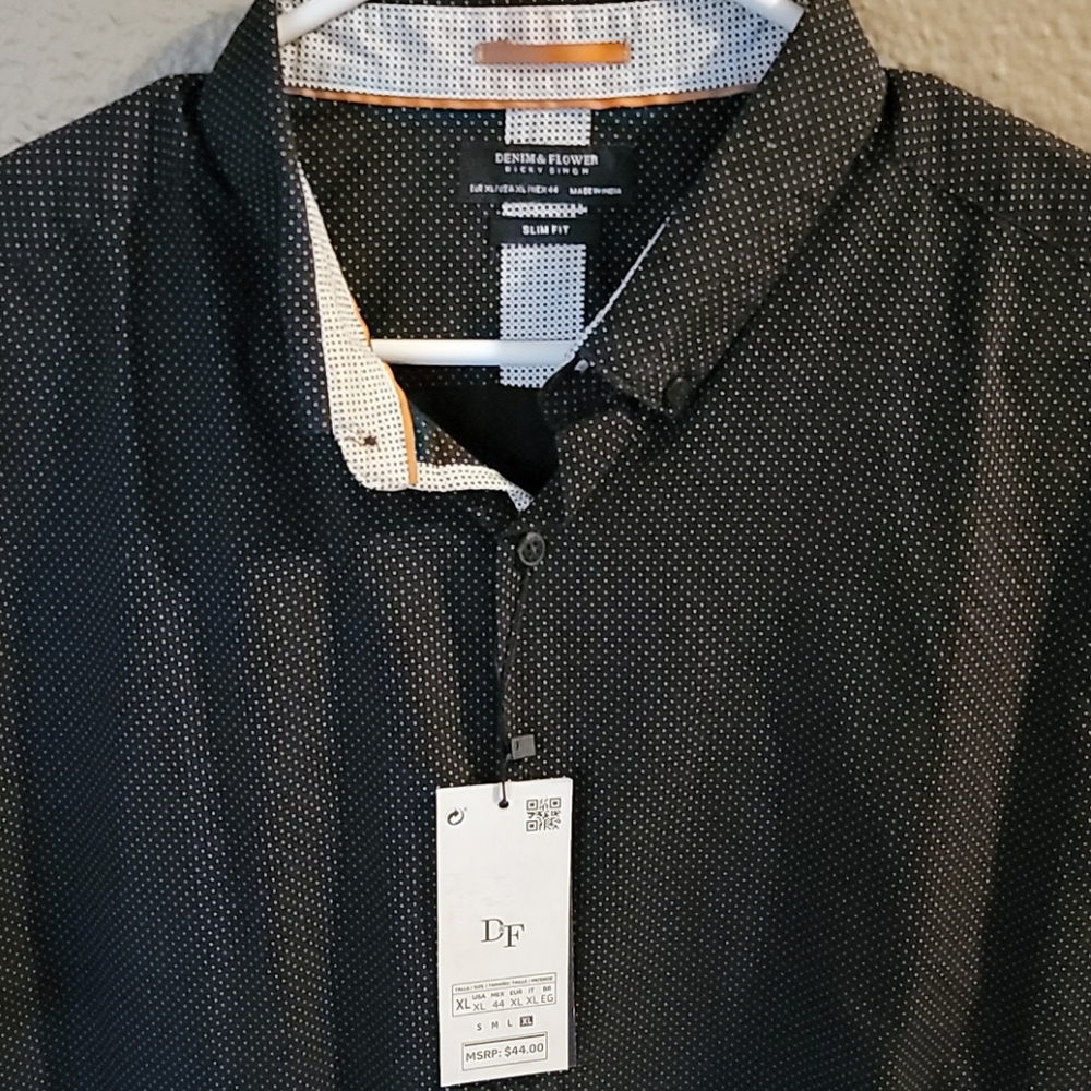 Denim & Flower black men's slim fit button down